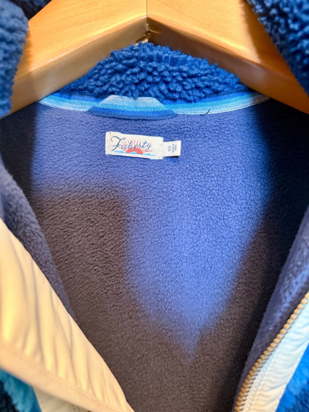 Faherty Blue Multi-Stripe Sherpa Zip Jacket - Picture 3 of 4